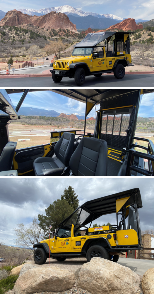 image of yellow jeep that is available for tours of the park